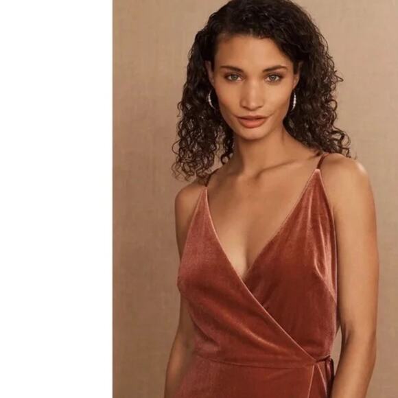 Jenny Yoo Andi Velvet Maxi Dress Cinnamon Rose 12 NEW - Picture 3 of 13